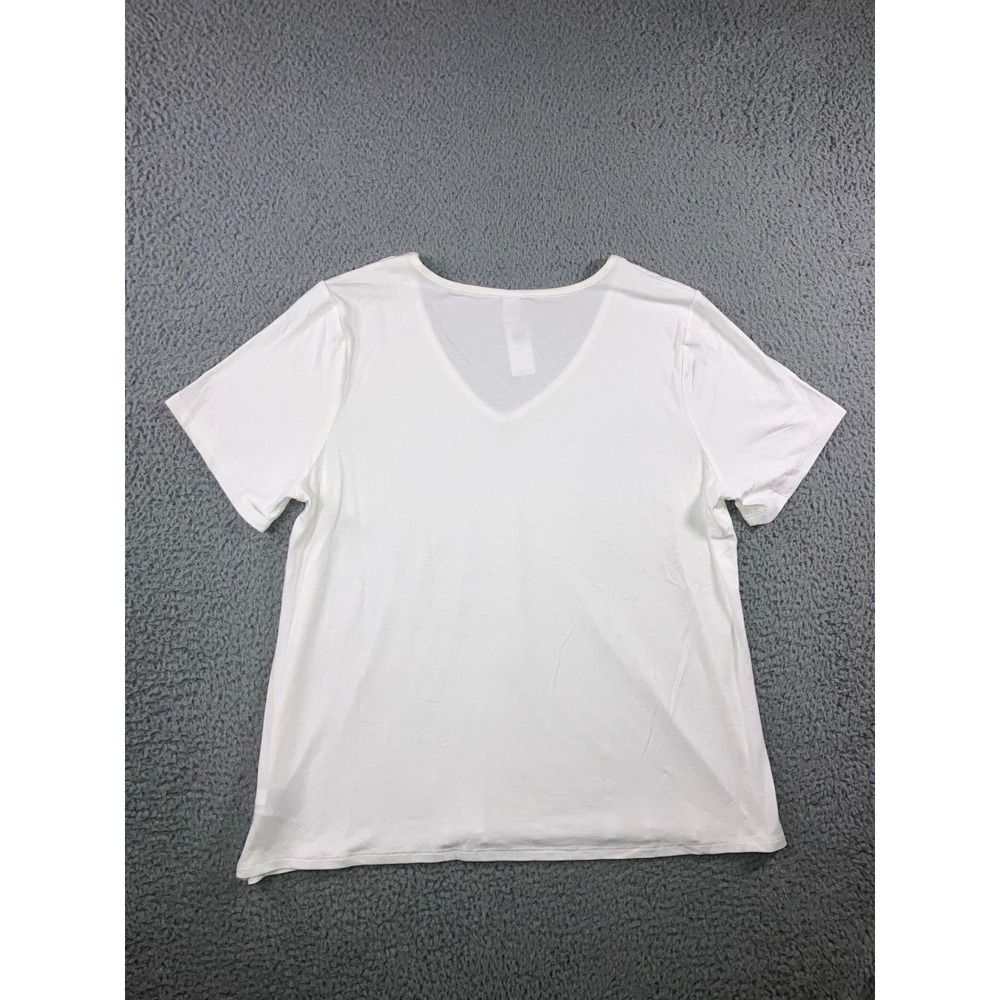 Old Navy Luxe V Neck Short Sleeve T Shirt Women XL‎ White Basic Everyday Tee - Picture 7 of 9